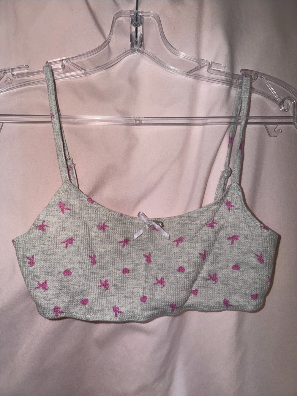 PLAYBOY Pink and Light Gray Thermal Top